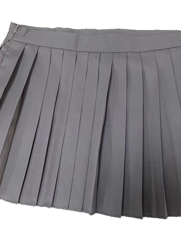 Women's Solid Pleated Skirt, Elegant Fashion Casual Mini Skirt for Daily Outdoor Wear, Women Bottoms for Summer