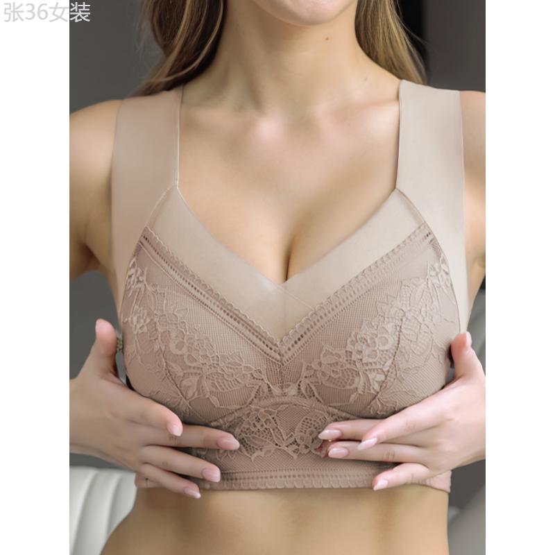 6pcs Contrast Lace Wireless Bras, Comfy & Breathable Full Coverage Bra, Women's Lingerie & Underwear Fabric Womenswear