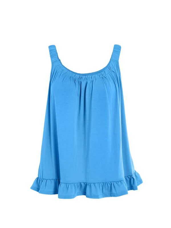 Plus Size Solid Scoop Neck Ruffle Hem Tank Top, Casual Sleeveless Top for Summer, Back To School Clothes, Women's Clothing for Daily Wear