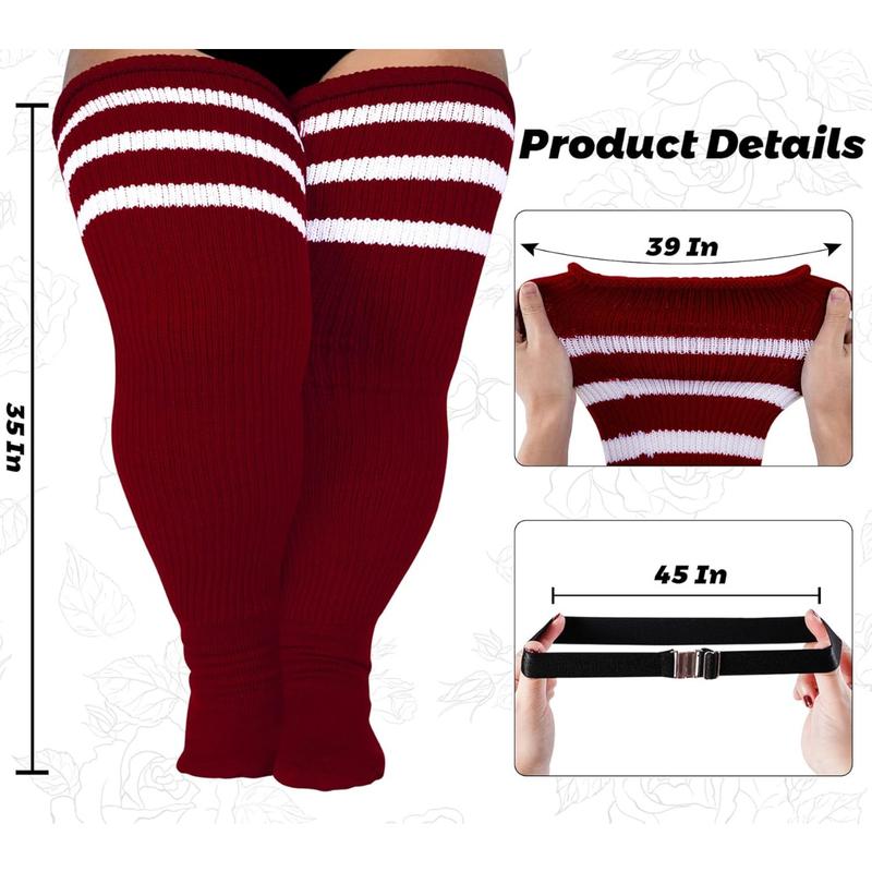 Plus Size Thigh High Socks for Thick Thighs- Extra Long Womens Cable Knitted Over Knee High Leg Warmer