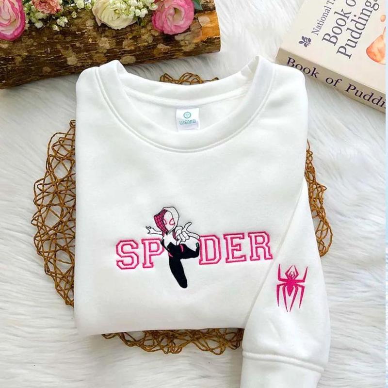 Spiderrman and Gwenn Embroidered Sweatshirt, Marveel Couple Matching Shirt, Spiderrman Gwenn Stacy Shirt, Gift For Him Her, Couple Outfit