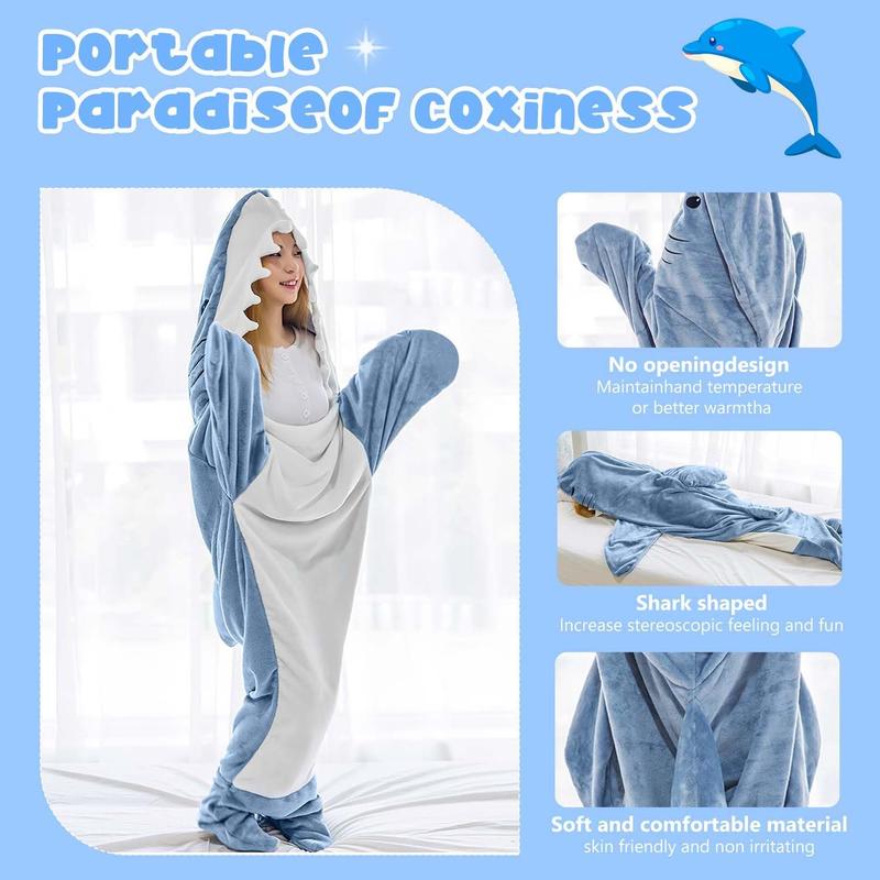 Wearable Shark Blanket Hoodie Onesie Sleeping Bag Soft Cozy Halloween Costume For Family Loungewear Pajama Comfort Overalls Womenswear Clothing