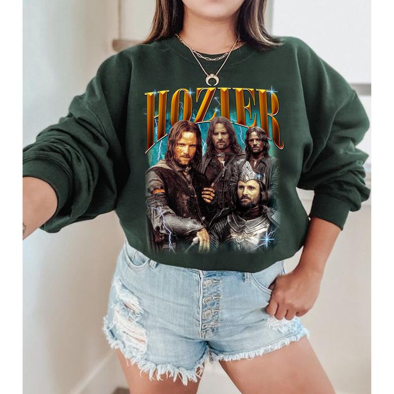 Hozier Aragorn T-shirt ,Aragorn LOTR Characters Print Long Sleeve 100% Cotton Women's Top Womenswear Forest