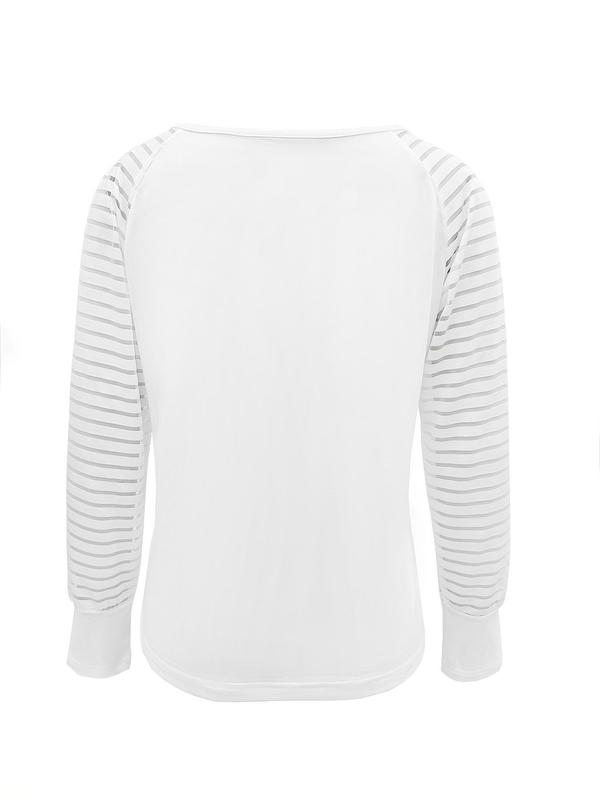 Women's Striped Graphic Print Zipper Raglan Sleeve Tee, Casual Long Sleeve V Neck T-Shirt for Spring & Fall, Summer Outfits, Lady Top for Daily Wear