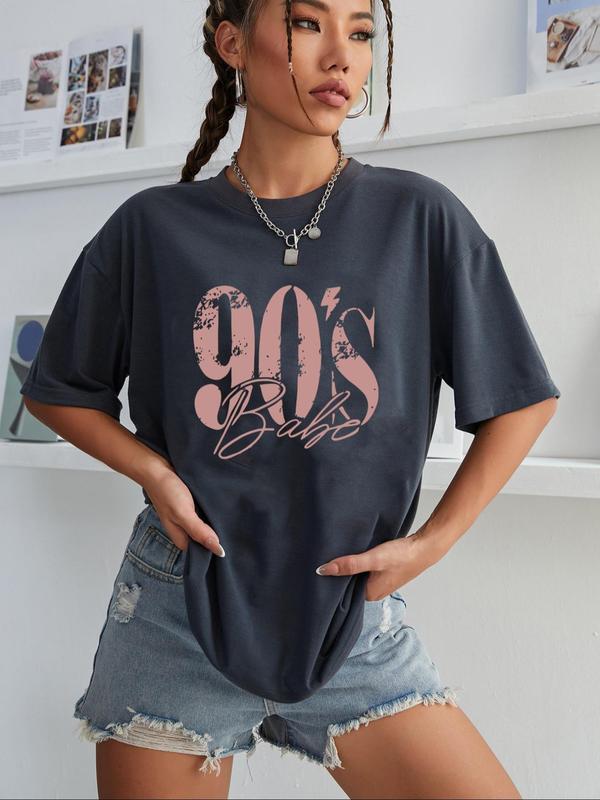 Women's Figure Print Round Neck Graphic Tee, Vintage Trendy Casual Drop Shoulder Half Sleeve T-shirt for Daily Wear,  T Shirts for Women, Ladies All Seasons Outfit