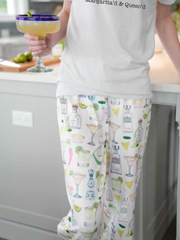 Margarita Cocktail Print Pajamas Pant Trendy Alcohol-Inspired PJs for Her Perfect Gift for Friends & Christmas