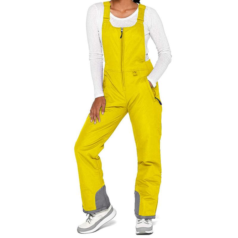 Women's Sleeveless Ski Overalls, Adjustable Shoulder Strap Jumpsuit, Side Pocket Long  Clothes