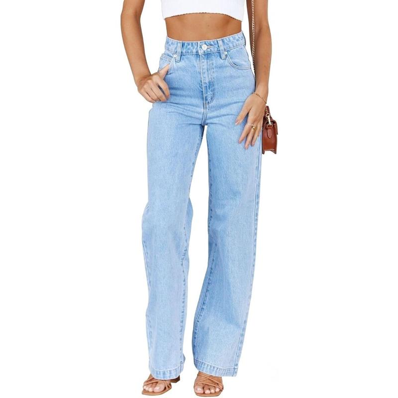 Womens Jeans Mid Waisted Straight Leg Loose Stretchy Lightweight Tummy Control Trendy Jeans for Women 2024 casual jean wide leg jeans