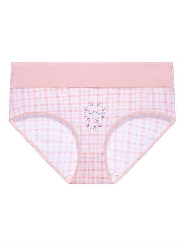 Women's Floral & Plaid Print Panty, Soft Comfy Breathable Knicker for Daily Wear, Ladies Underwear for All Seasons