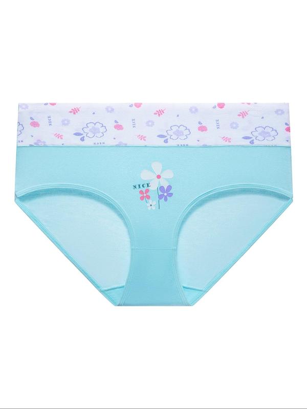 Women's Floral & Plaid Print Panty, Soft Comfy Breathable Knicker for Daily Wear, Ladies Underwear for All Seasons