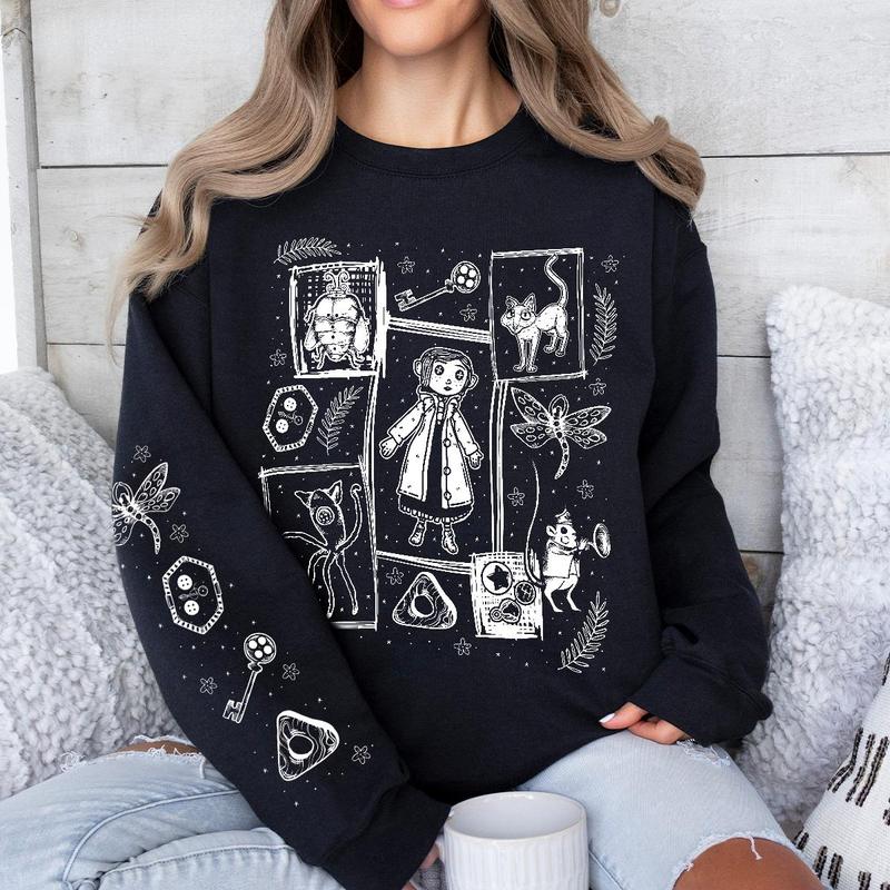 Coraline Three Ghost finding Sweatshirt Hoodie, Coraline Fantasy movies tshirt, Horror Character Shirt, Halloween Crewneck Sweatshirt