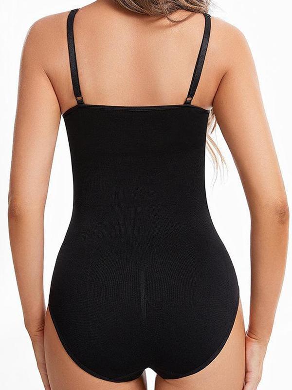 Women's Solid Backless Adjustable Strap Bodysuit, Casual Sleeveless Seamless Bodysuit, Ladies Clothes for All Seasons