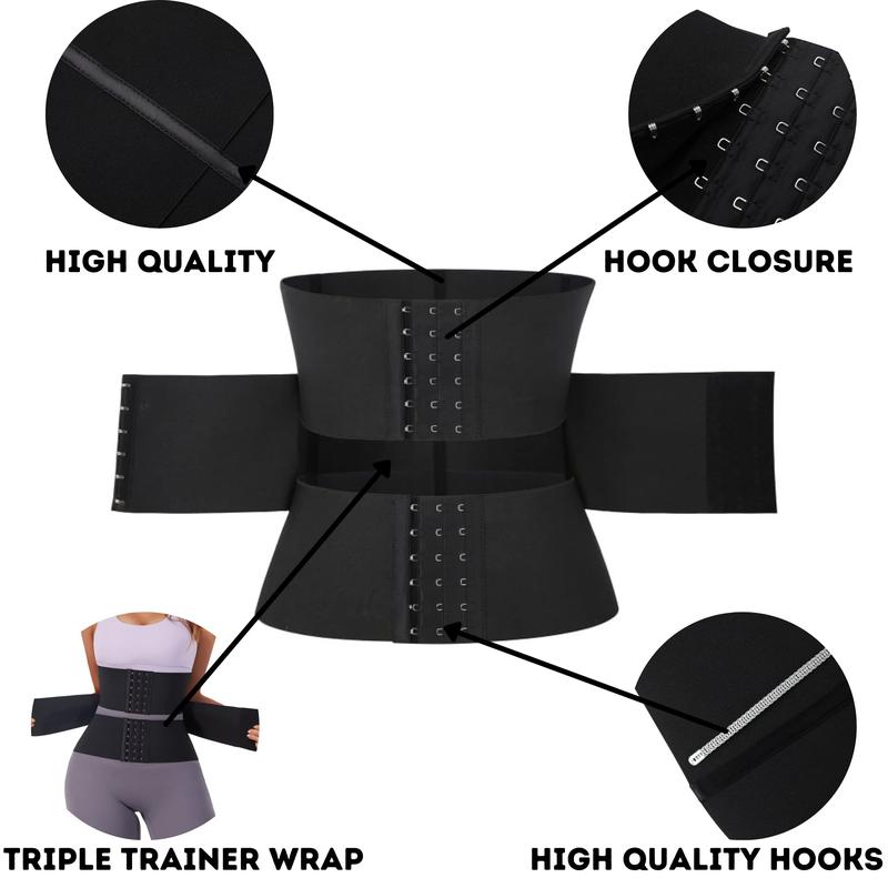 Soo slick  Waist Trainer For Women Adjust Your Snatch Triple Trainer Wrap, Tummy Wrap Waist Trimmer for Women Compression Wrap Clothes Shapewear Spandex Womenswear Breathable Light Outfits Polyester Lightweight Seamless