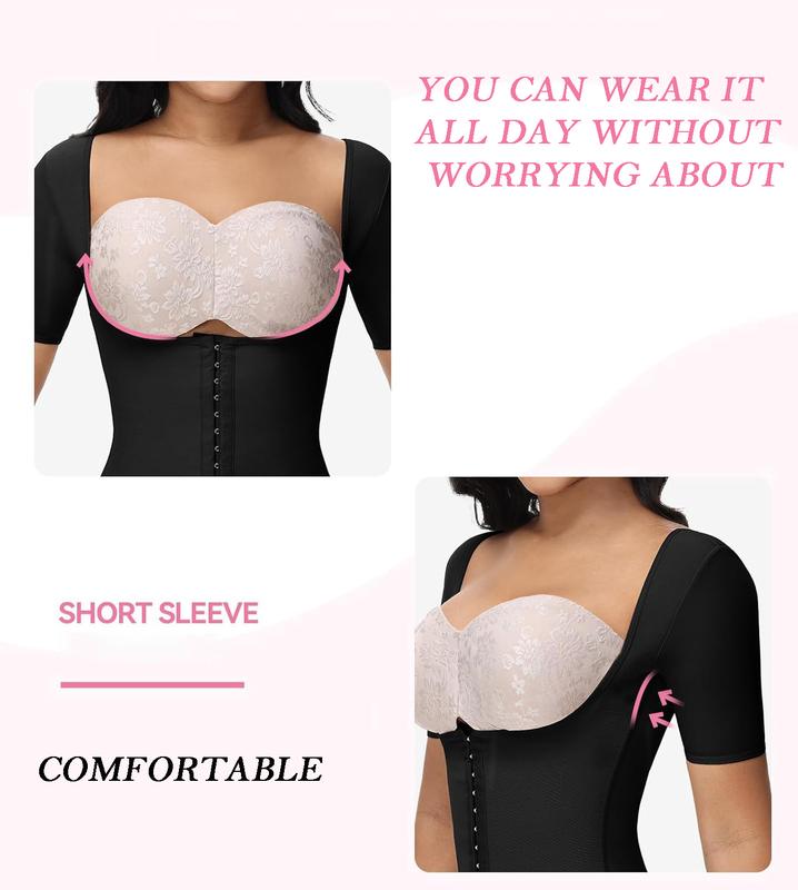 SHAPEASY Corset for Women Workout Fajas Colombianas Shapewear Tops Short Sleeves Underwear