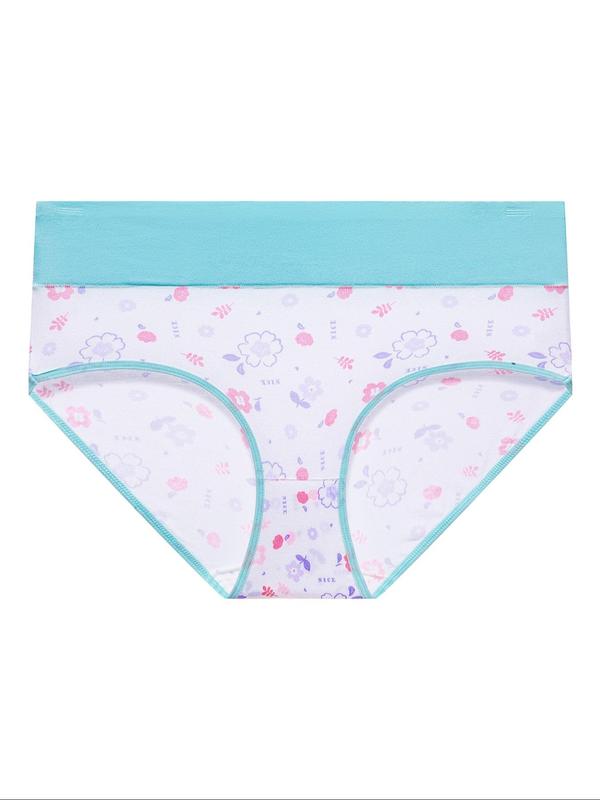 Women's Floral & Plaid Print Panty, Soft Comfy Breathable Knicker for Daily Wear, Ladies Underwear for All Seasons