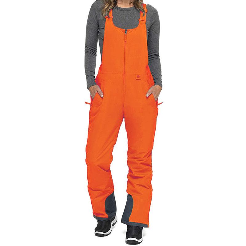 Women's Sleeveless Ski Overalls, Adjustable Shoulder Strap Jumpsuit, Side Pocket Long  Clothes