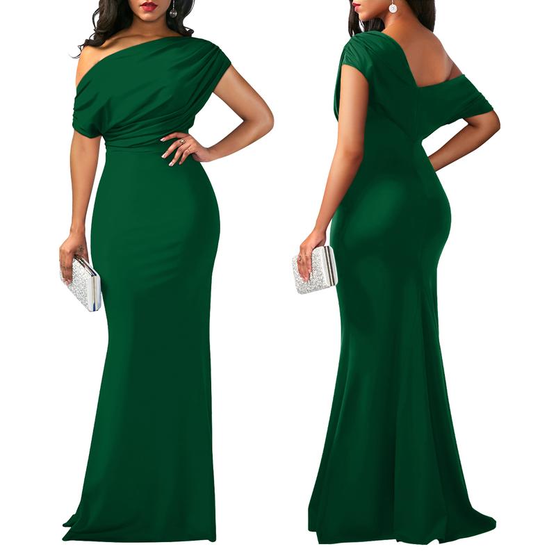 Memoriesea Women's Elegant Sleeveless Off Shoulder Bodycon Long Formal Cocktail Party Evening Dress