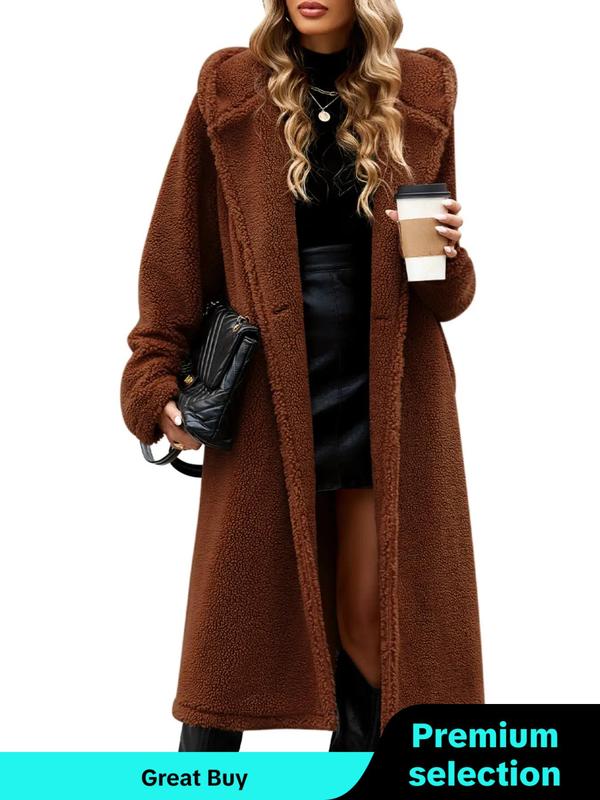 Women's Solid Color Button Pocket Hooded Coat, Casual Long Sleeve Outerwear for Fall & Winter, Winter Coats Women, Ladies Clothes for Daily Wear Jackets