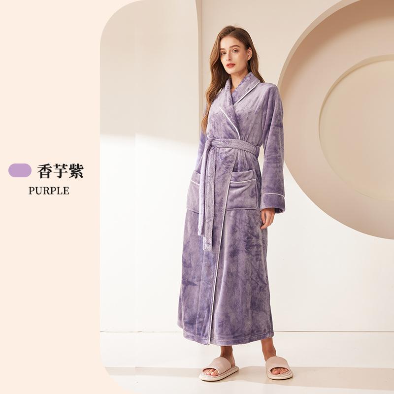 Women's Nightgown New Men's Pajamas Thickened Flannel Couple Bathrobe plus Size Homewear Robe Winter