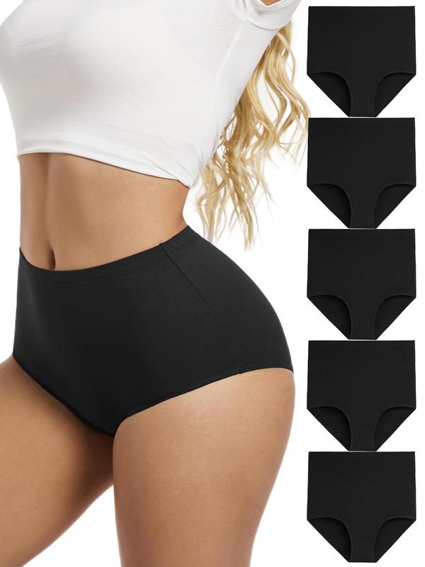 Women's Solid High Waist Panty, Soft Comfy Breathable Seamless Knicker for Daily Wear, Women's Underwear for All Seasons