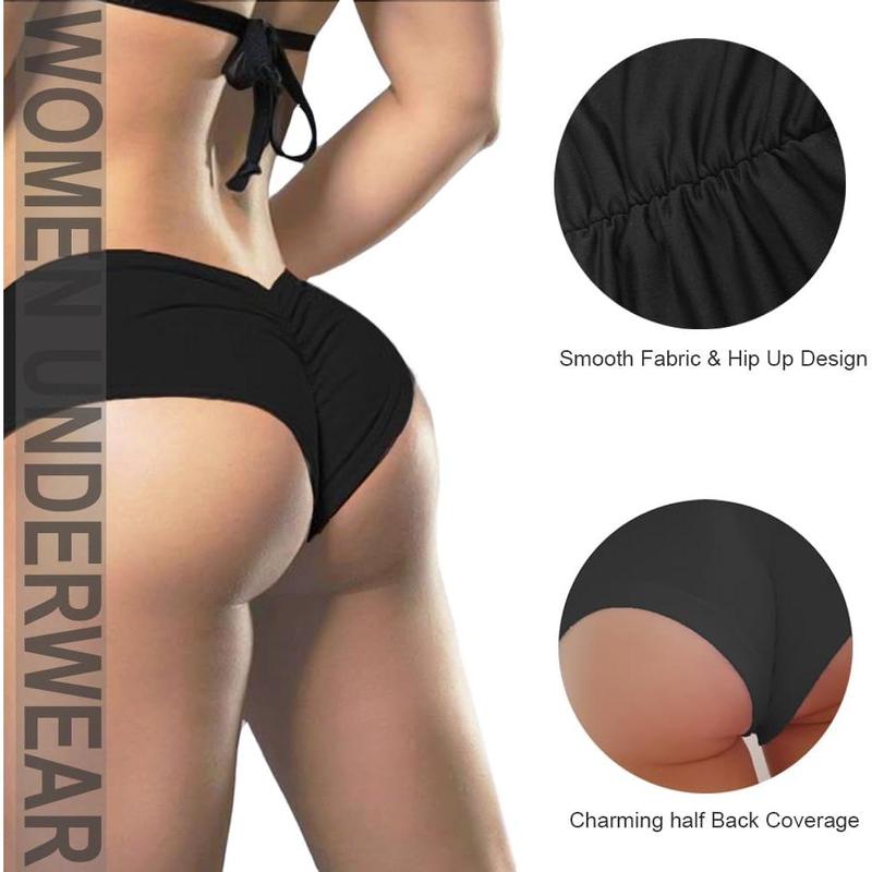 Women's Sexy Sports Briefs Ruched Butt Lifting Panties Half Back Soft Active Yoga Underwear 3 Pack