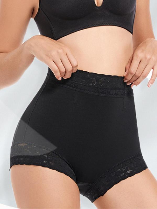 Women's Contrast Lace High Waist Shapewear Shorts, High Stretch Seamless Shaper, Tummy Control Butt Lifter, Ladies Shapewear Bottoms for Yoga Gym Workout