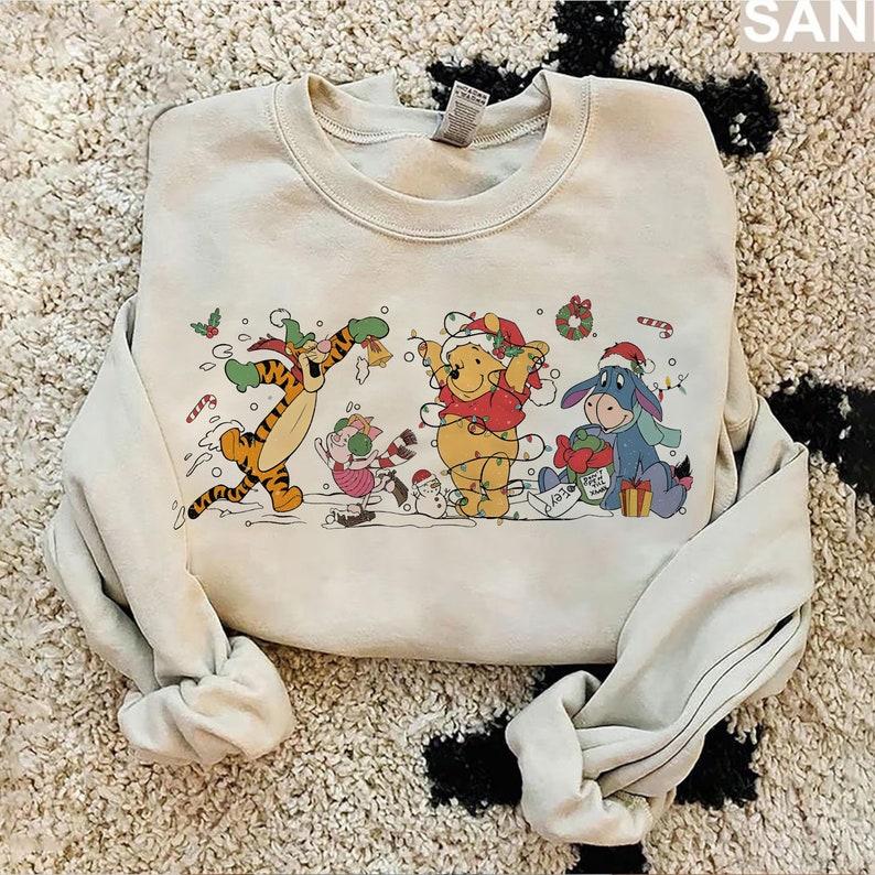 Retro Winnie the Poohh Christmas Sweatshirt, Poohh Christmas Sweatshirt, Holiday Sweater, Winter Crewneck Shirt, Christmas Family Sweatshirt