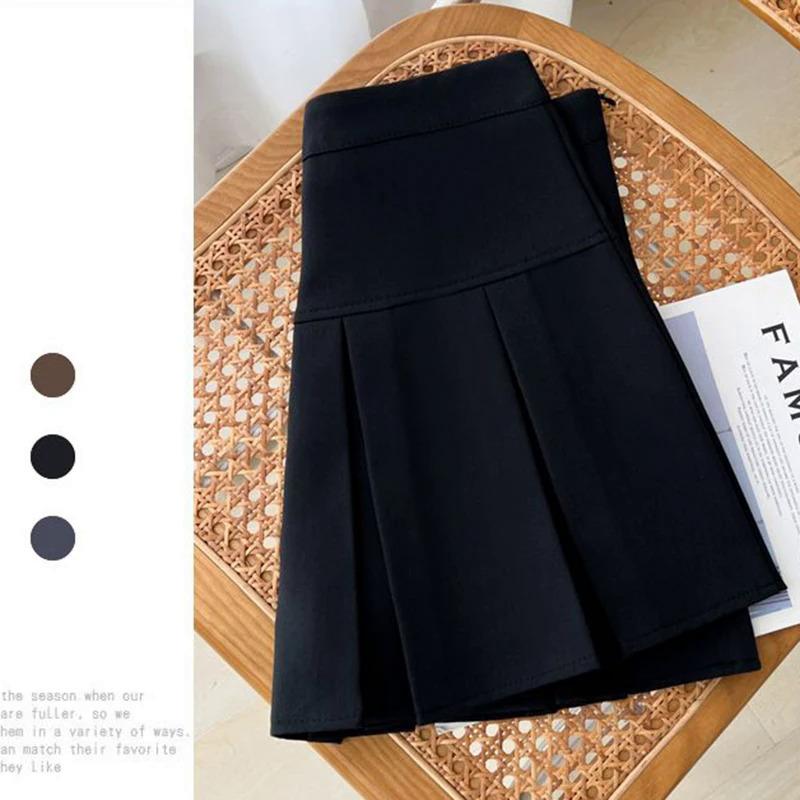 Grey JK Pleated Skirt Women Summer High Waist Solid Preppy Dance Skirts Y2K Korean Slim All-match Mini Skirts New Womenswear Bottom Comfort Palda Basic Minimalist