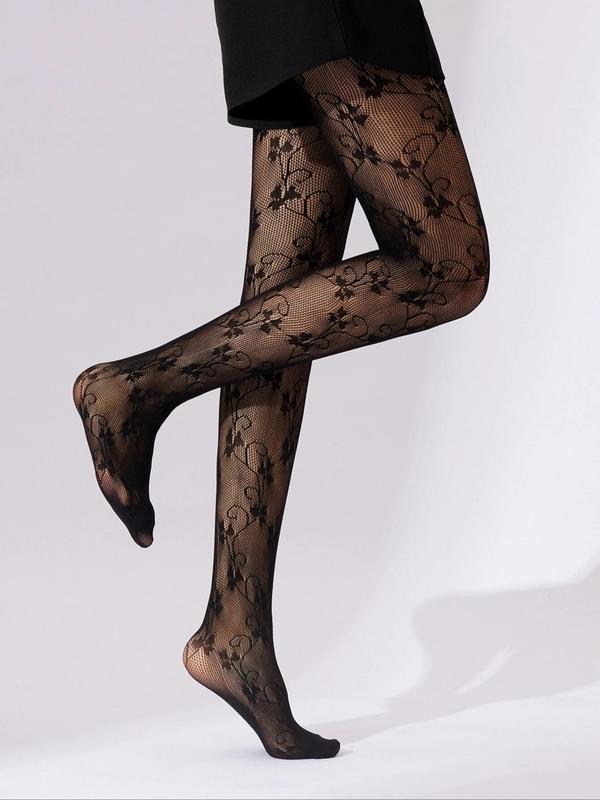 Women's 1 Pair Sexy Floral Pattern Sheer Fishnet Tights, Comfort Breathable Hollow Out Pantyhose for Daily Vacation Party, Fashion Lady Stocking for All Seasons, Womenswear