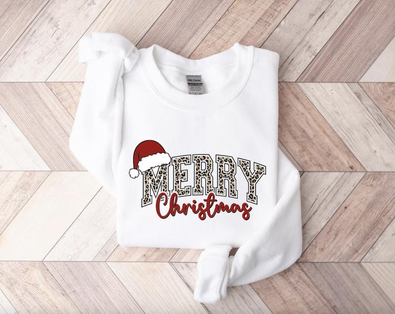 Merry Christmas Cute Winter Shirt Sweatshirt Hoodie, Retro Crewneck, Gift For Xmas, Cotton, Womenswear Tops