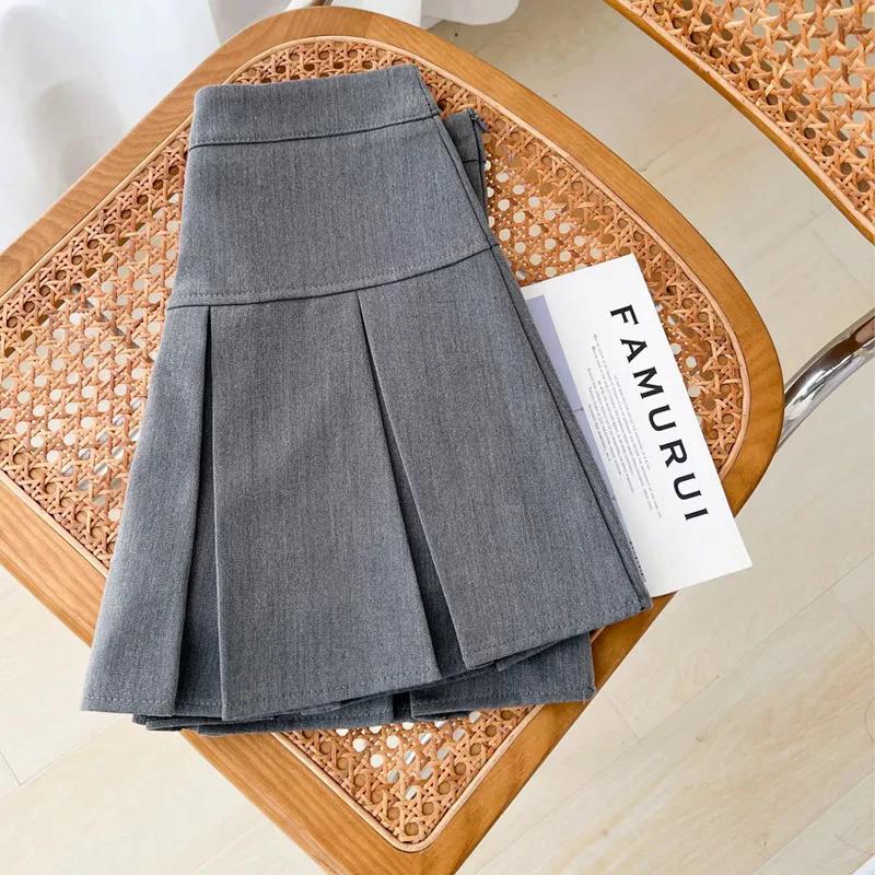 Grey JK Pleated Skirt Women Summer High Waist Solid Preppy Dance Skirts Y2K Korean Slim All-match Mini Skirts New Womenswear Bottom Comfort Palda Basic Minimalist