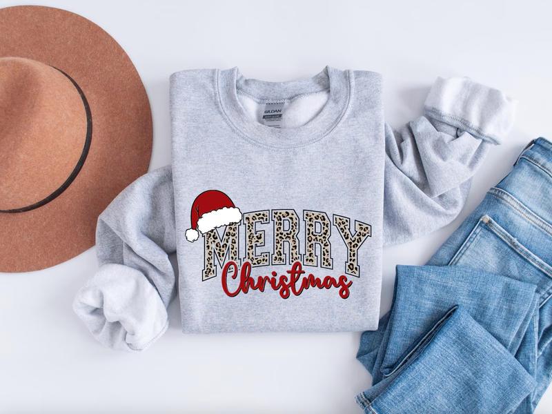 Merry Christmas Cute Winter Shirt Sweatshirt Hoodie, Retro Crewneck, Gift For Xmas, Cotton, Womenswear Tops