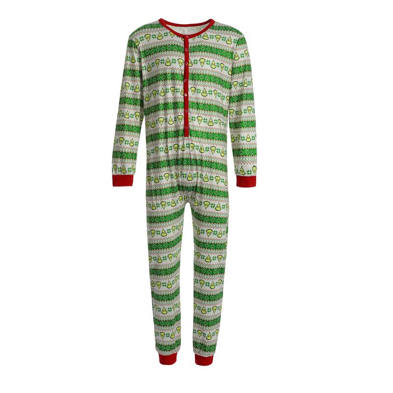 Christmas Family Matching Button  Pajama Long Sleeve Onesie Pajamas Jumpsuit Sleepwear