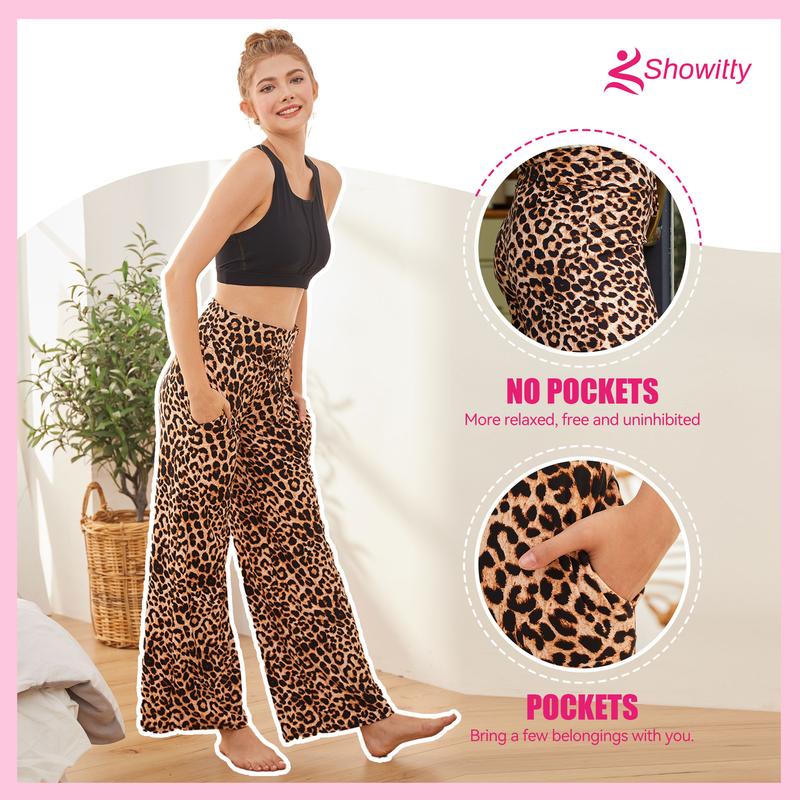 SHOWITTY 3 Pack Plus Size Women's Pajama Pants, Soft Comfy Casual Yoga Wide Leg Pants Loungewear Lady Pjs Comfort Basic Homewear Pajama Set