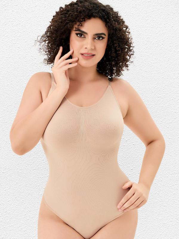 Women's Solid Backless Adjustable Strap Shapewear Bodysuit, High Stretch Tummy Control Butt Lifter Push Up Shaper, Women's Shapewear for All Seasons