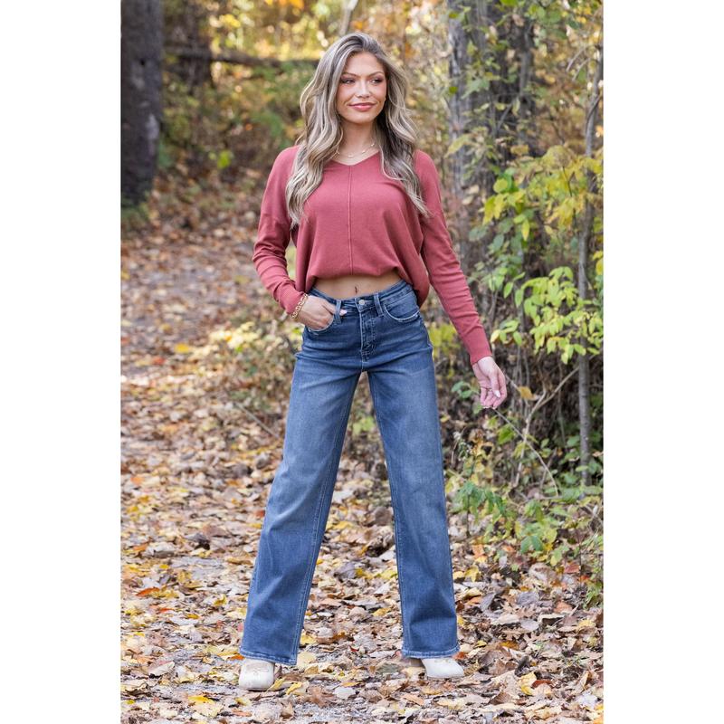 The Hannah from Lovervet: Super High-Rise Tummy Control Wide Leg Denim