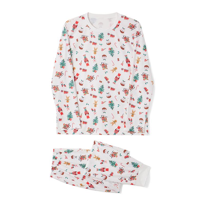 Christmas Pajamas for Family Long Sleeve Cartoon Print Tops + Pants Set Holiday Sleepwear