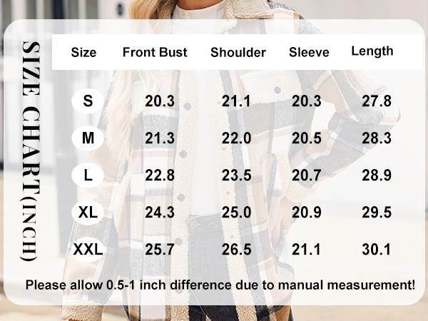 HOTOUCH Women's Plaid Printed Button Front Jacket,Fall and Winter Long Sleeve Pocket Jacket,Women's Everyday Jacket Comfort Womenswear Basic Coat