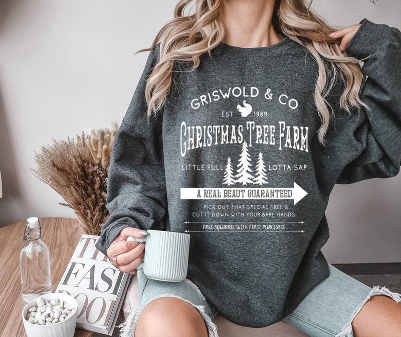 Griswold Co Shirt - Christmas Tree Farm Family Vacation Xmas Tee - Cotton, Crewneck Fabric Fit