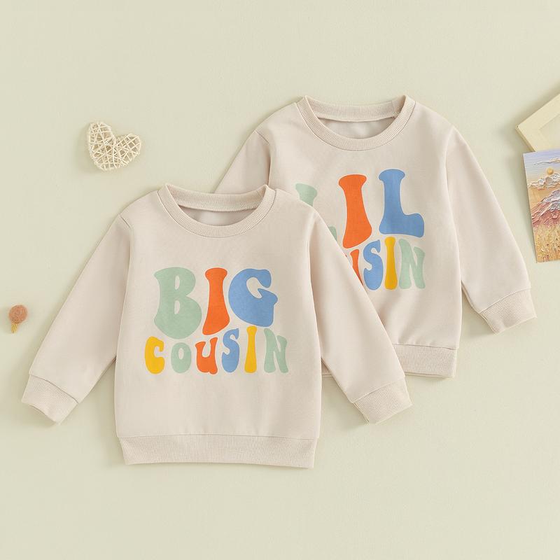 Baby Girl Boy Cousin Crew Sweatshirt Romper Big Lil Cousin Bubble Onesie Fall Winter Clothes Sibling Matching Outfit