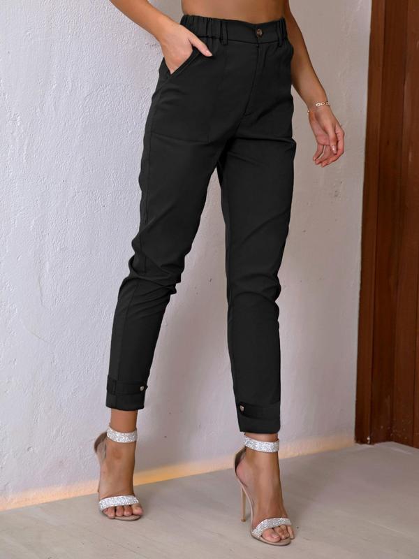 Women's Plain High Waist Slant Pocket Cargo Pants, Casual Streetwear Slim Leg Trousers for Daily Wear Outdoor, Pants for Women, Women's Bottoms for All Seasons