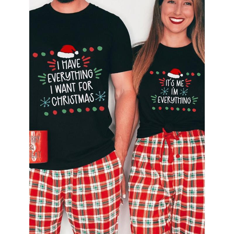 funny couple shirts    graphic tees Couple Christmas Fun Matching T-shirt-