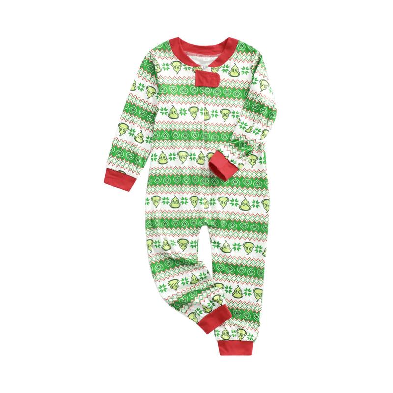 Christmas Family Matching Button  Pajama Long Sleeve Onesie Pajamas Jumpsuit Sleepwear