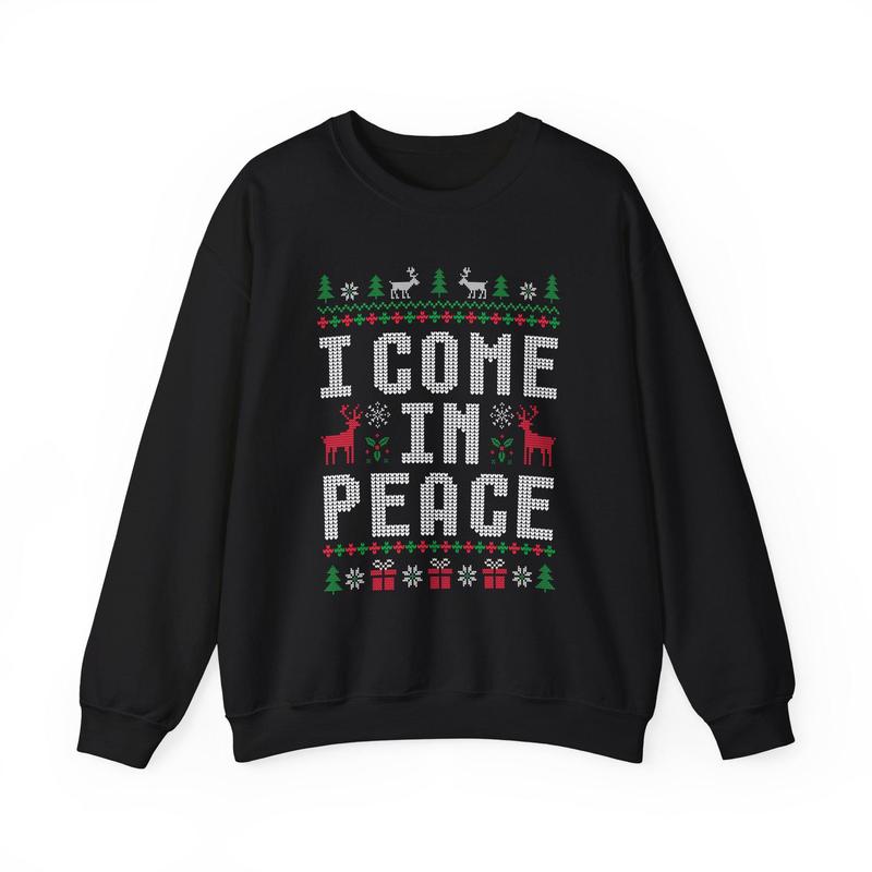 Matching Couples Ugly Christmas Sweater Funny Couple Ugly Christmas Sweater, I Come in Peace Sweatshirts, Matching Couples Christmas Pjs