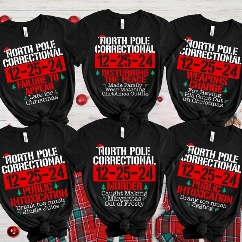 60 Quotes and Custom North Pole Correctional Shirt, Funny Family Matching Christmas Shirt, North Pole Correctional Shirt, Christmas Shirts