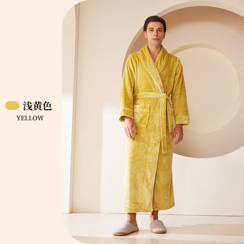 Women's Nightgown New Men's Pajamas Thickened Flannel Couple Bathrobe plus Size Homewear Robe Winter