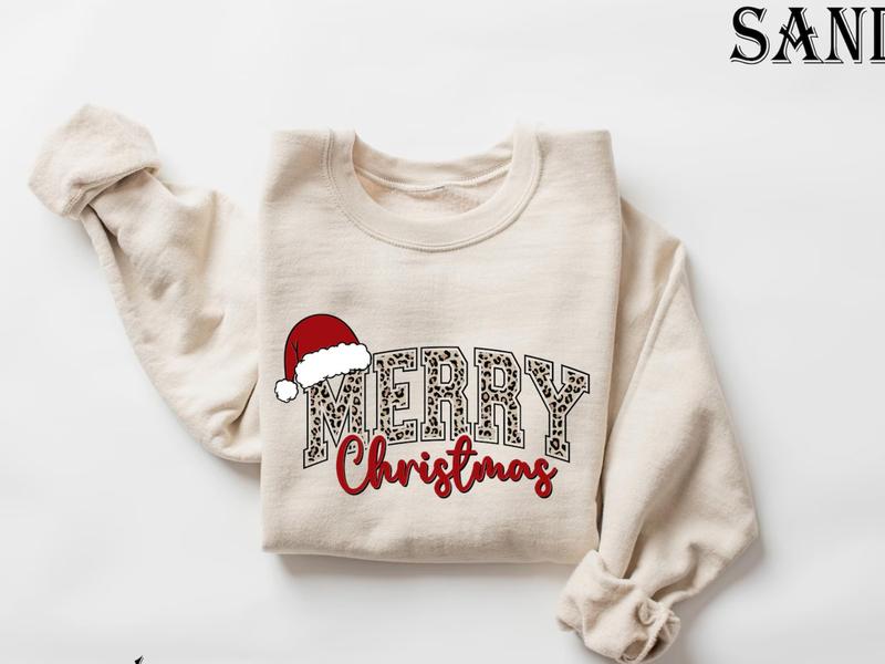 Merry Christmas Cute Winter Shirt Sweatshirt Hoodie, Retro Crewneck, Gift For Xmas, Cotton, Womenswear Tops