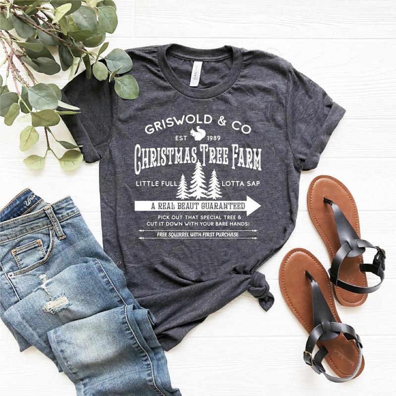 Griswold Co Shirt - Christmas Tree Farm Family Vacation Xmas Tee - Cotton, Crewneck Fabric Fit