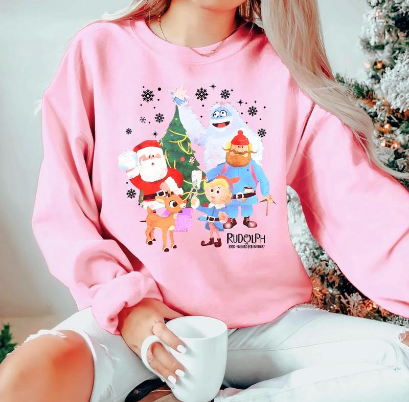 Retro Christmas Sweatshirt, Vintage Santa Christmas T-Shirt, Rudolph Red Nosed Reindeer Crewneck, Cute Christmas T-Shirt, Family Christmas Tee, Cute Santa Shirt, Cozy Winter Sweashirt,Unisex Gift Christmas