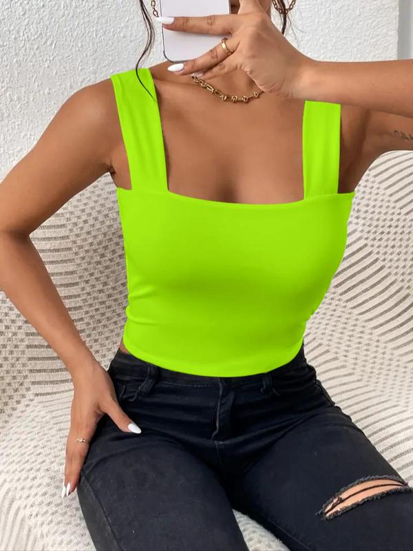 Women's Plain Sweetheart Neck Crop Tank Top, Casual Solid Color Sleeveless Cropped Top for Summer, Ladies Clothes for Daily Wear